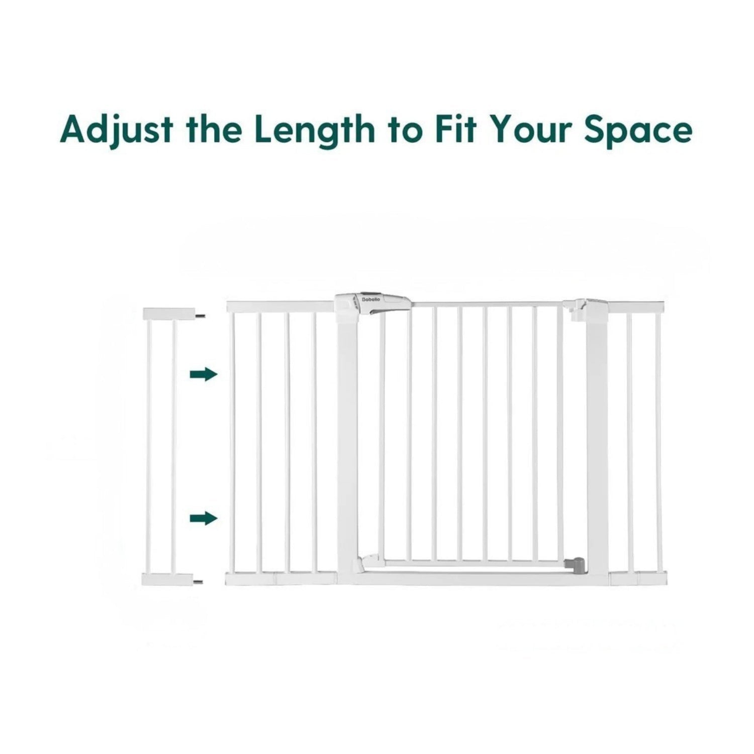 Babelio adjustable baby safety gate extension for stairs and doorways, white metal design