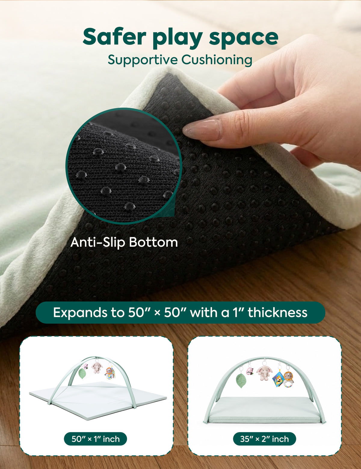 Baby Play Mat & Tummy Time Mat | Convertible Design with 5 Toys