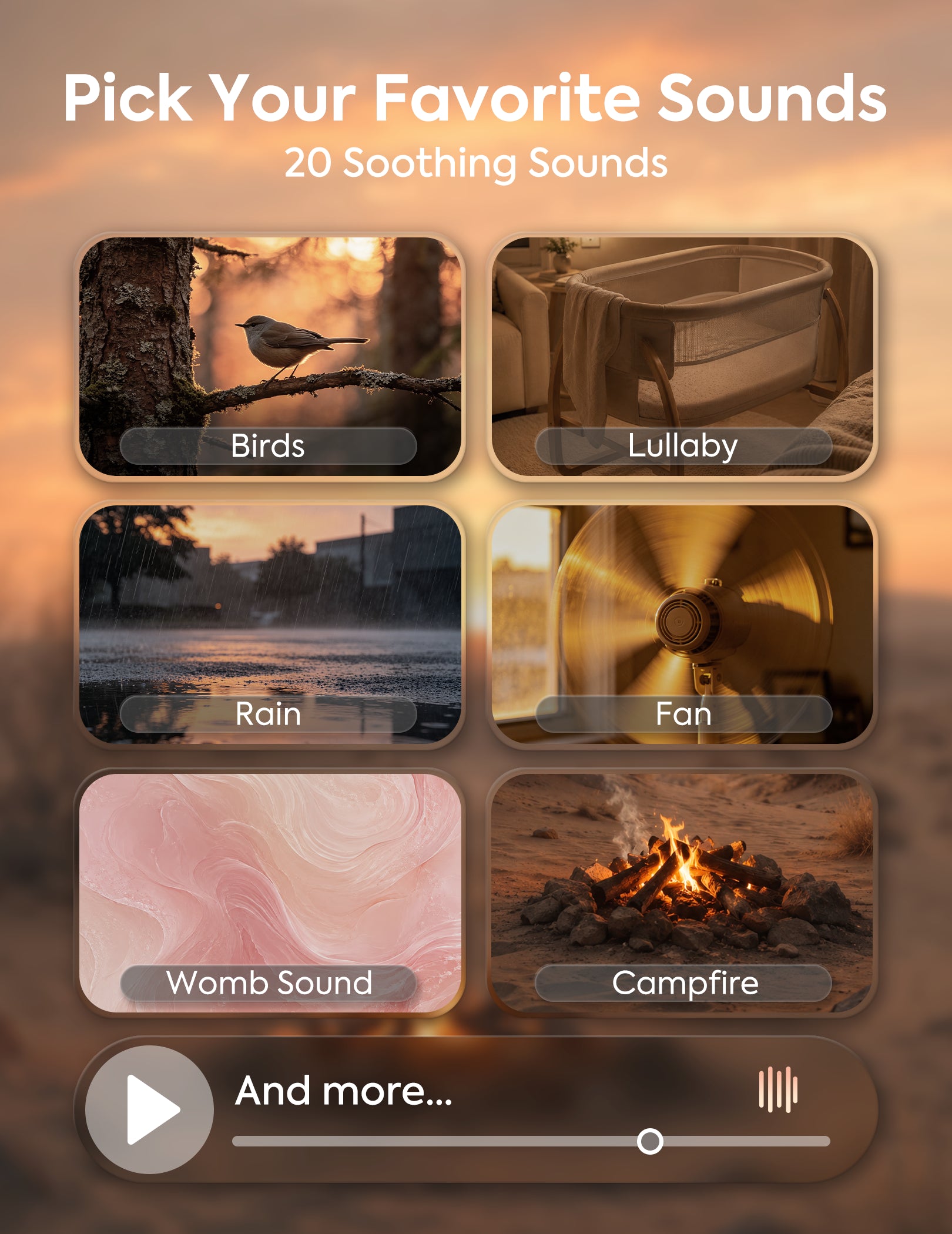 Babelio Pluggy white noise machine with 20 sound options for sleep, relaxation, and focus