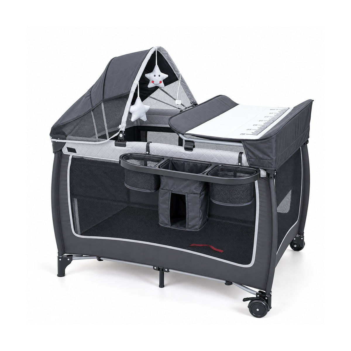 Baby Playard with Canopy, Portable Crib with Changing Table