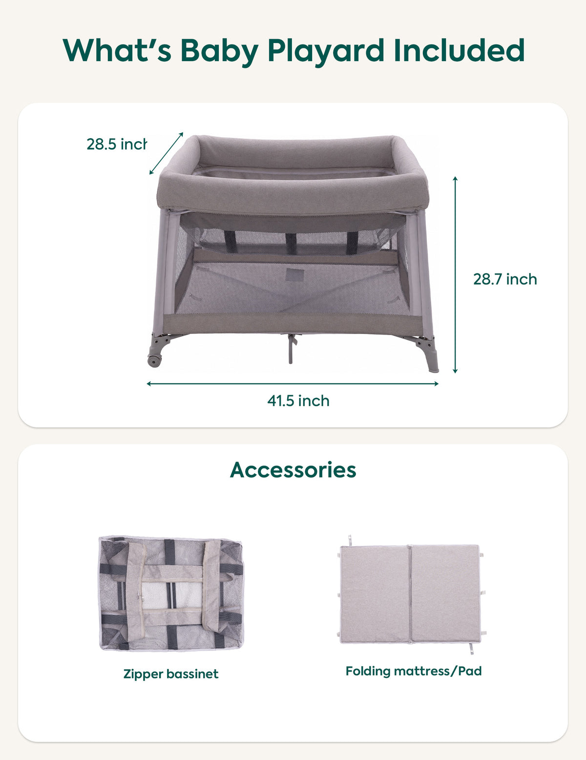 Babelio Baby Pack and Play Travel & Dome infant Play yard Gery