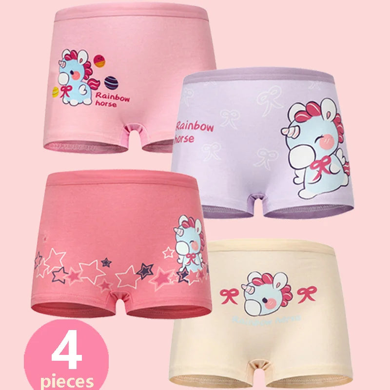 Babelio Girls Panties Cotton Soft Pretty Cartoon Unicorn Child Underwear for Girls Kids Boxer Breathable