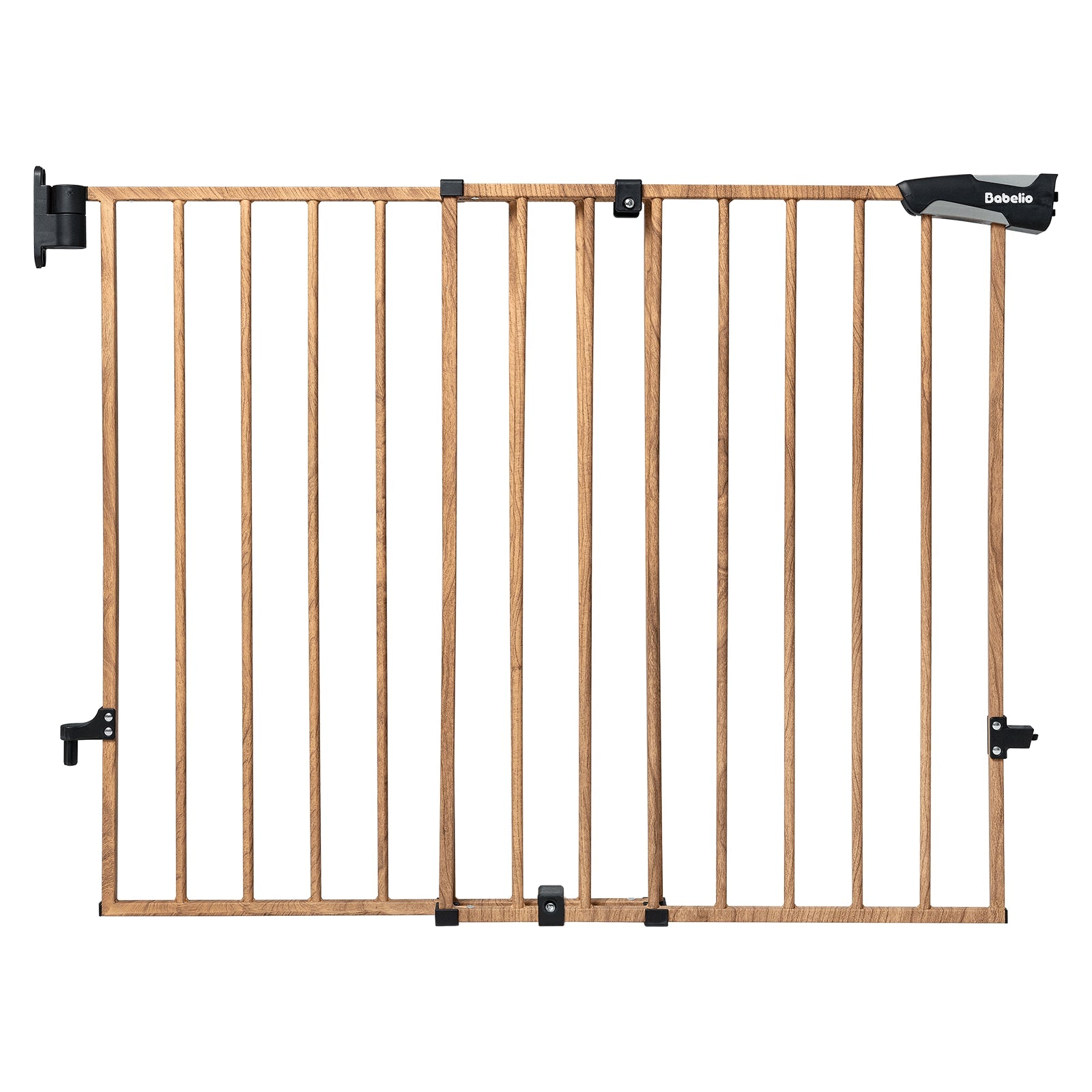 Babelio wood pattern baby safety gate for stairs, metal frame, modern design
