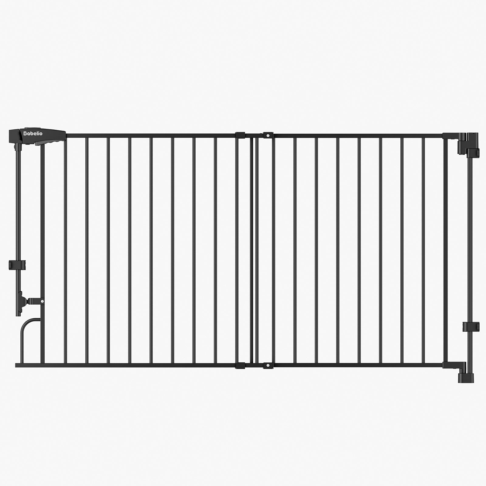 Babelio black metal baby safety gate for stairs and doorways, modern vertical bars design#Color_Black