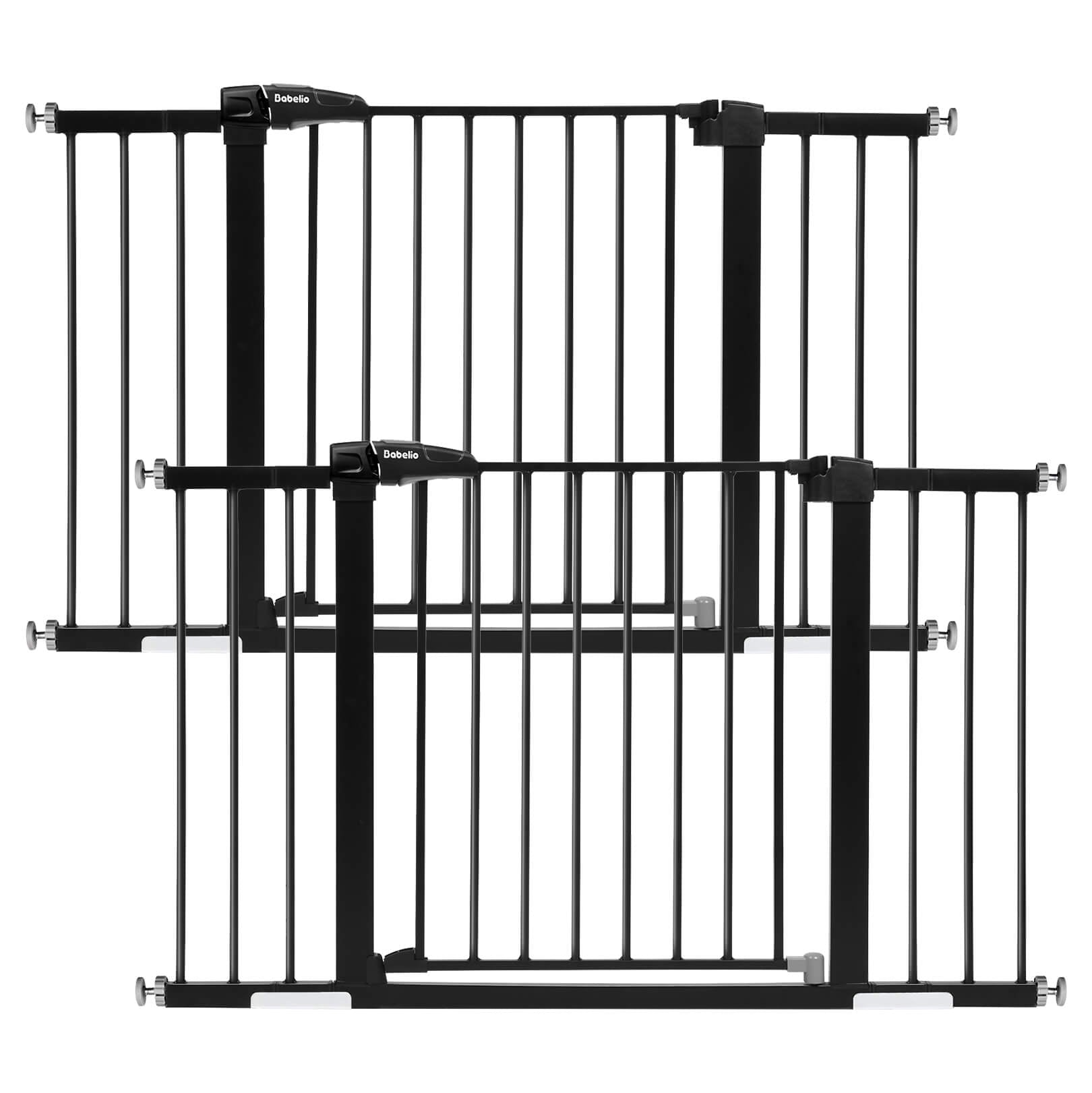 Babelio black baby safety gate bundle for flexible home use, shown against white background#Color_Black