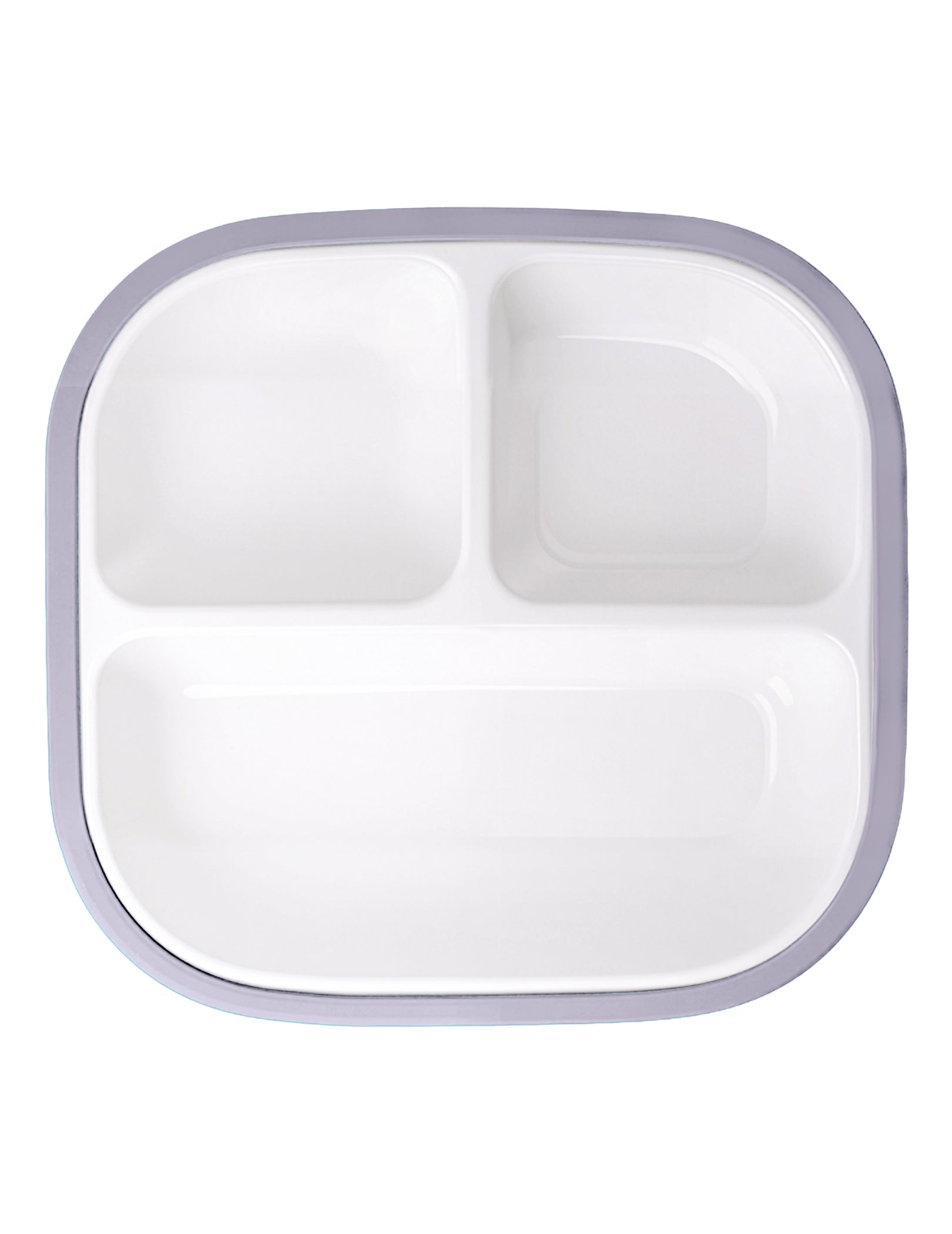 Gallery Porcelain | 8'' Toddler Porcelain Divided Plates with Suction Base - 3 Pack - babeliobaby - Blue/Gray/Grayish Purple -