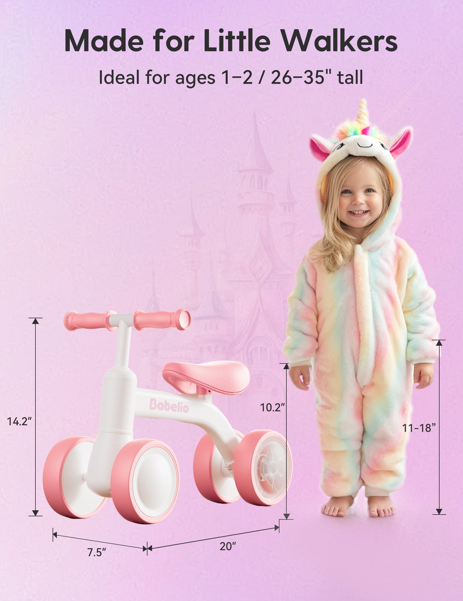 Magic Rider Bundle | Unicorn Balance Bike for Toddlers | Perfect for Multi - Kid Families - babeliobaby - Pink - 1 Pack