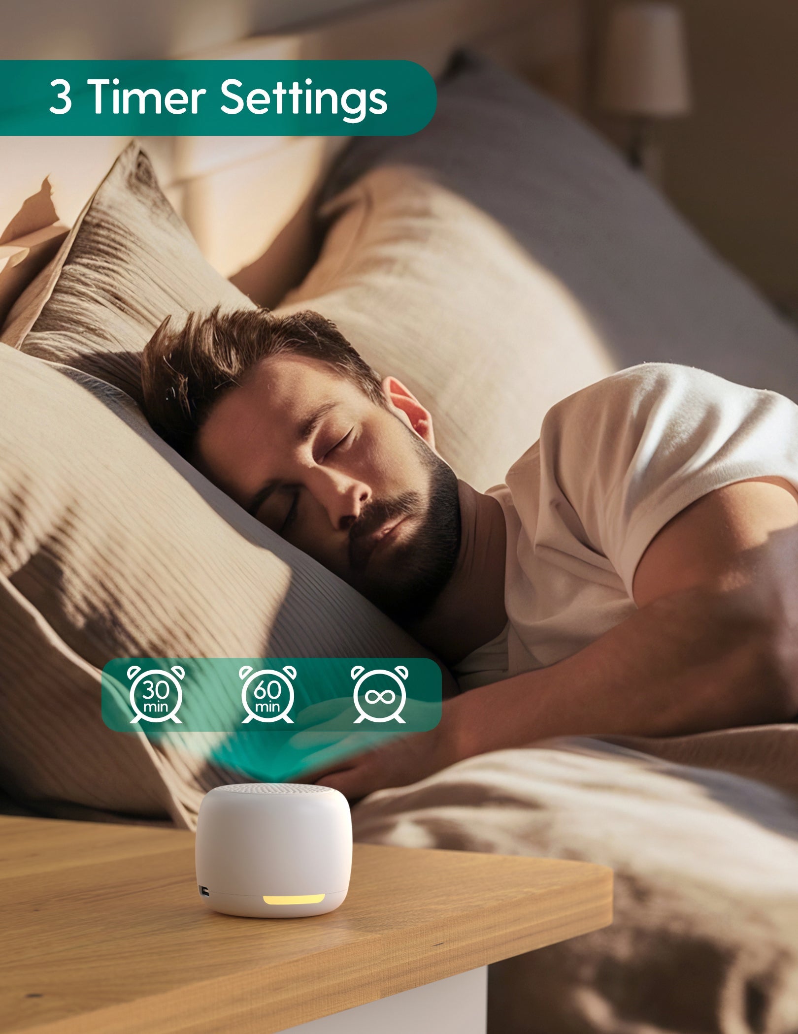 White Noise Machine For Sleep & Relaxation - Babelio Pocket Mini Glow - babeliobaby - White -