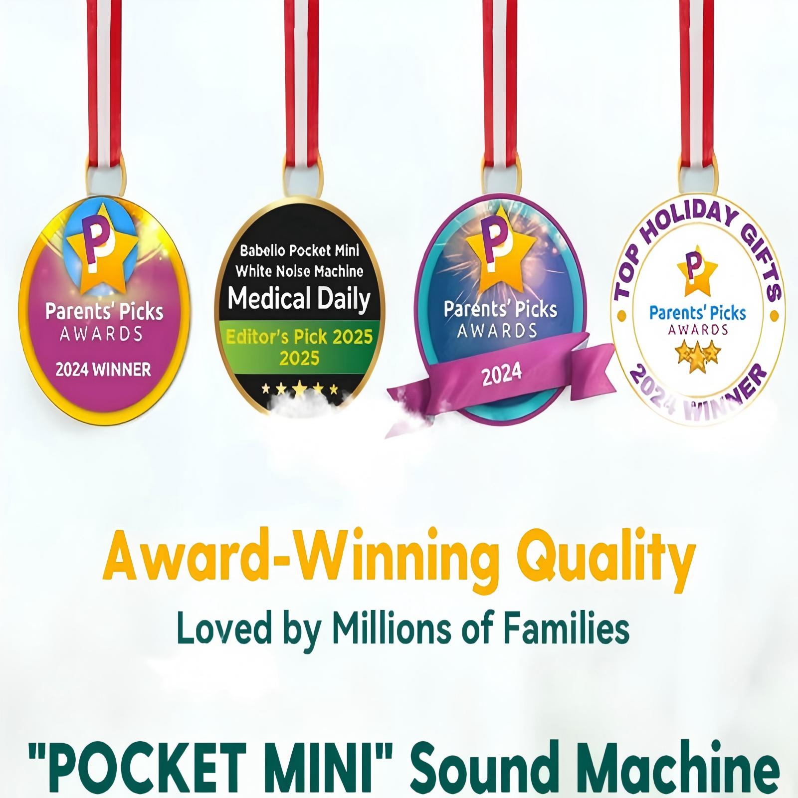 Babelio award-winning white noise machine promotional image with medals and text highlighting accolades.