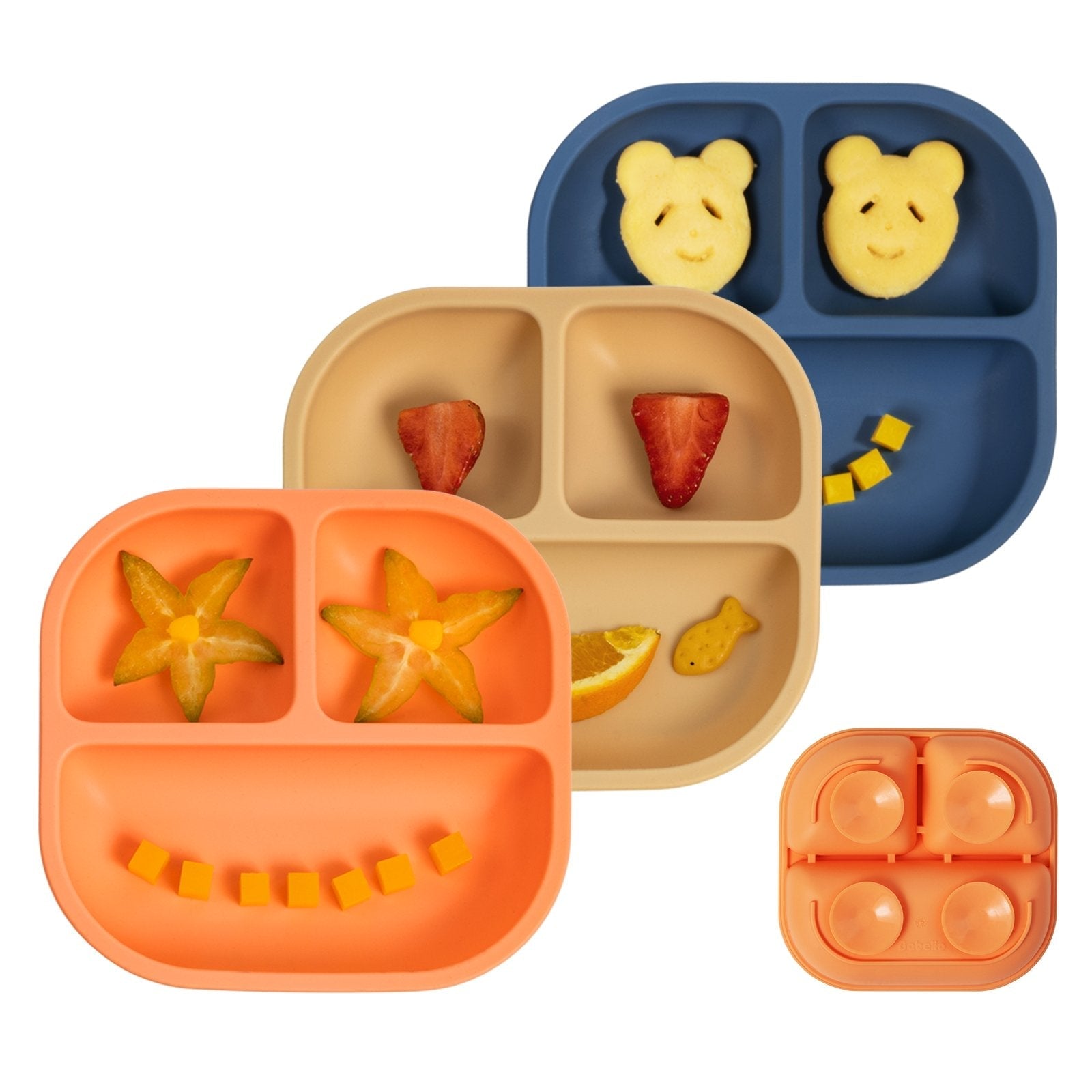 Babelio colorful silicone baby suction plates with food, ideal for mess-free feeding