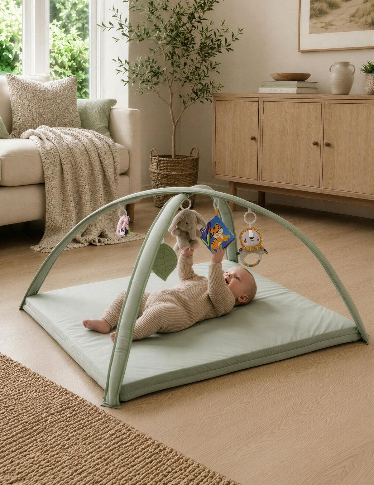 Baby Play Mat & Tummy Time Mat | Convertible Design with 5 Toys