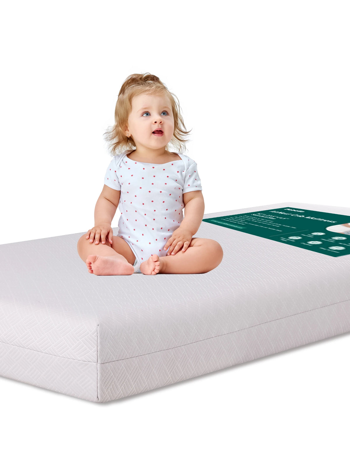 Babelio Cloud 1 Grey Memory Foam Crib Mattress, Breathable Dual Sided Toddler Mattress