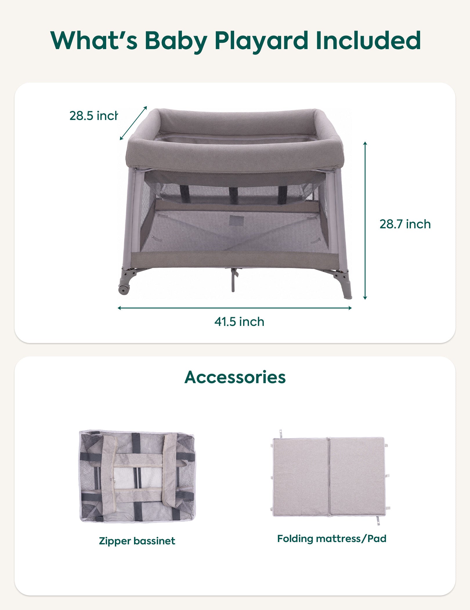 Babelio Baby Pack and Play Travel &  Dome infant Play yard Gery