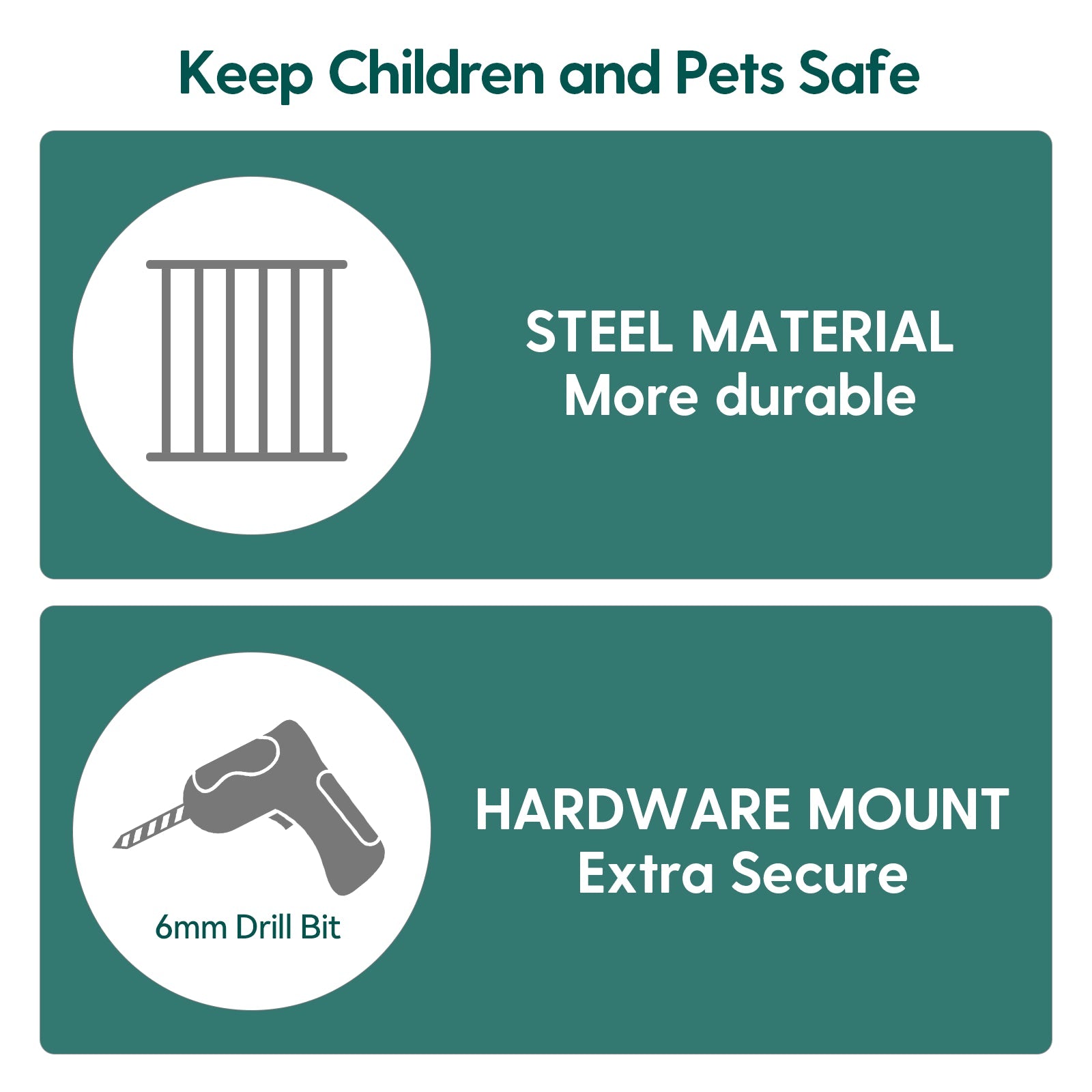 Babelio steel baby safety gate features durable material and secure hardware mount for stairs.