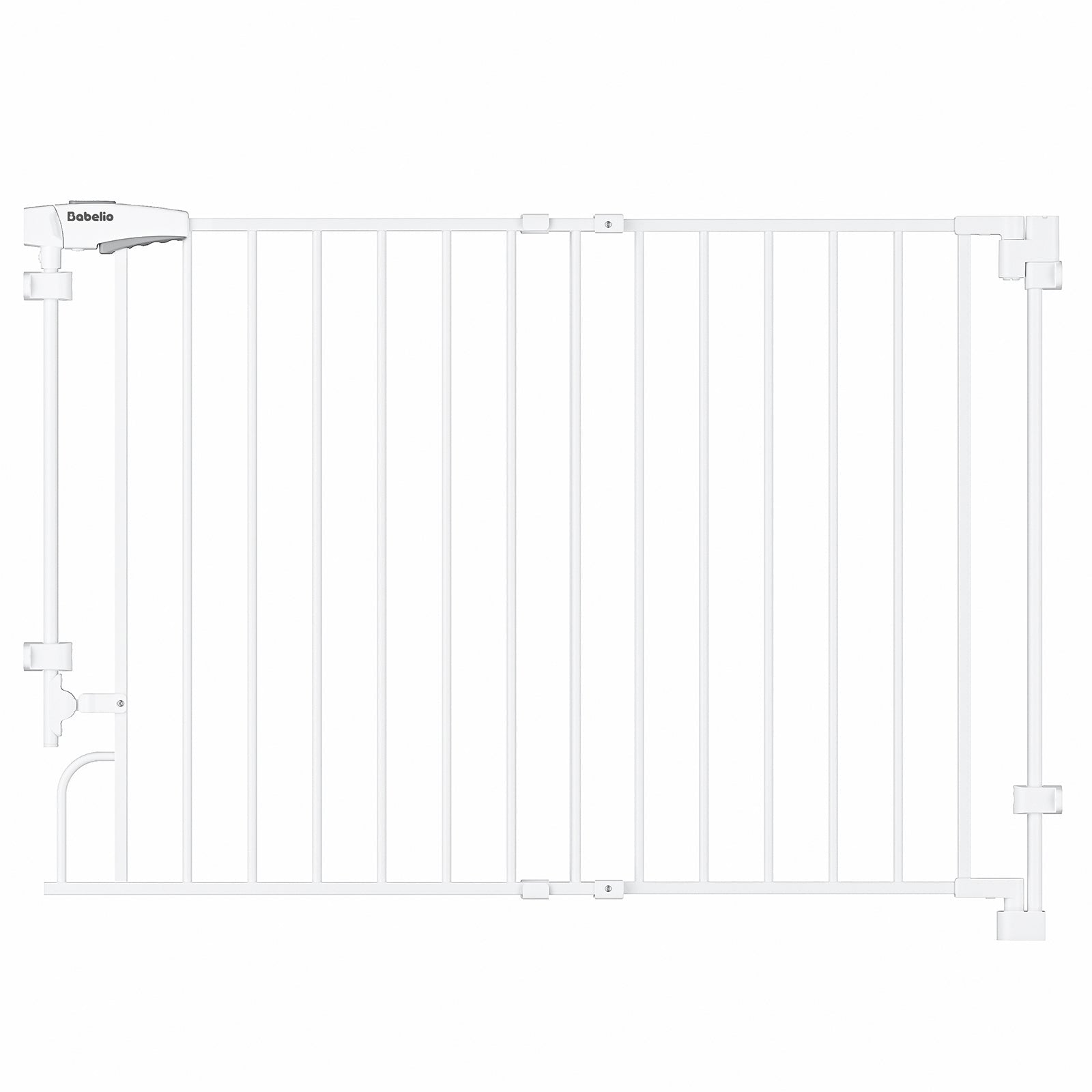 Babelio white baby safety gate for stairs or doorways, modern design, easy installation#Color_White