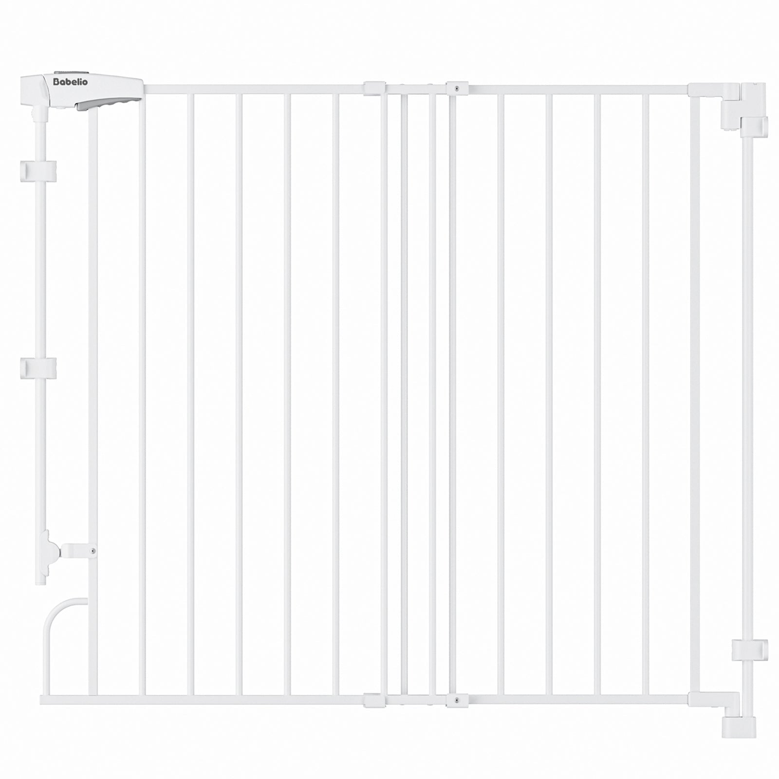 Babelio white baby safety gate for stairs and doorways, modern vertical bar design#Color_White
