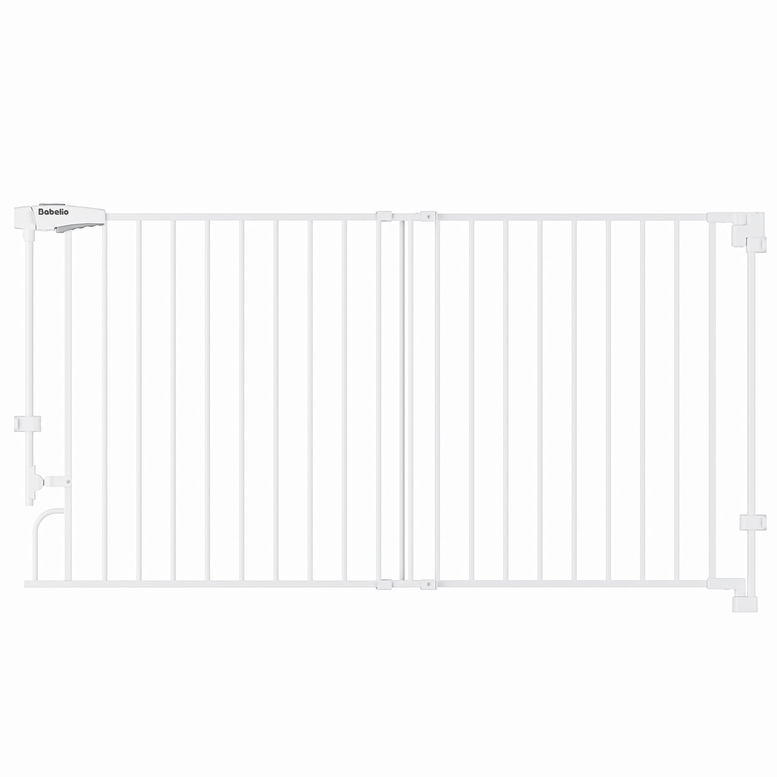 Babelio white baby safety gate for stairs and doorways, minimalist design, home setting#Color_White