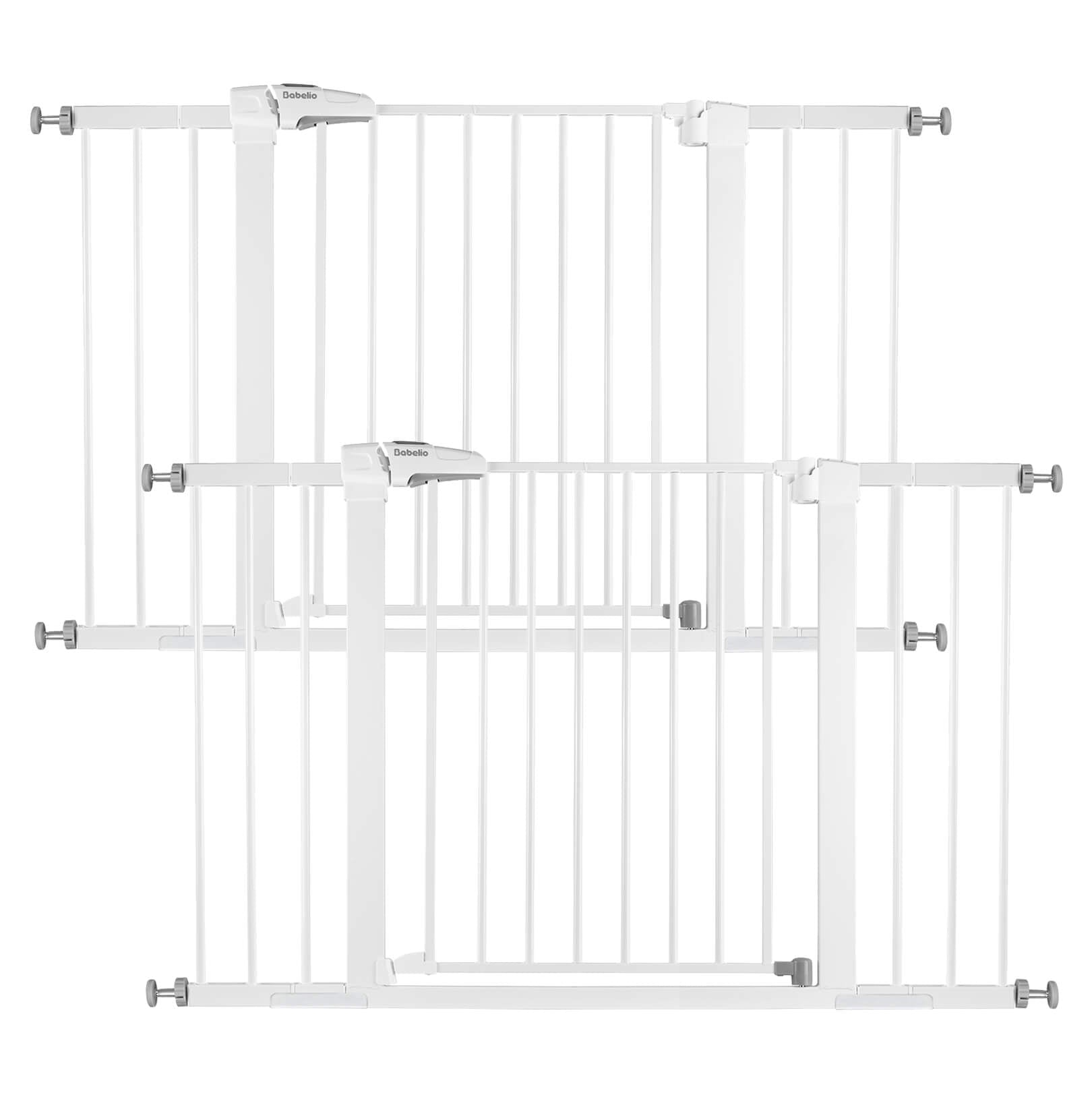 Babelio white baby safety gate, adjustable metal design for flexible home coverage#Color_White