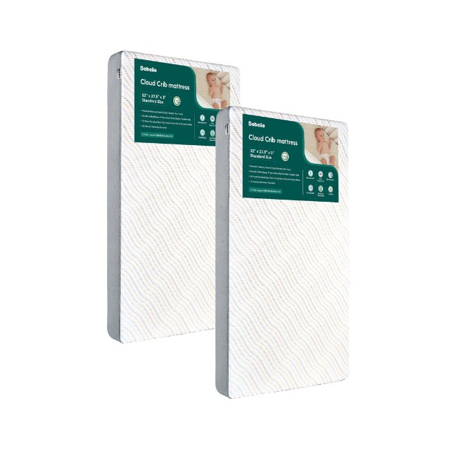 Babelio organic crib mattress 2-pack, white wavy pattern, nursery bedding