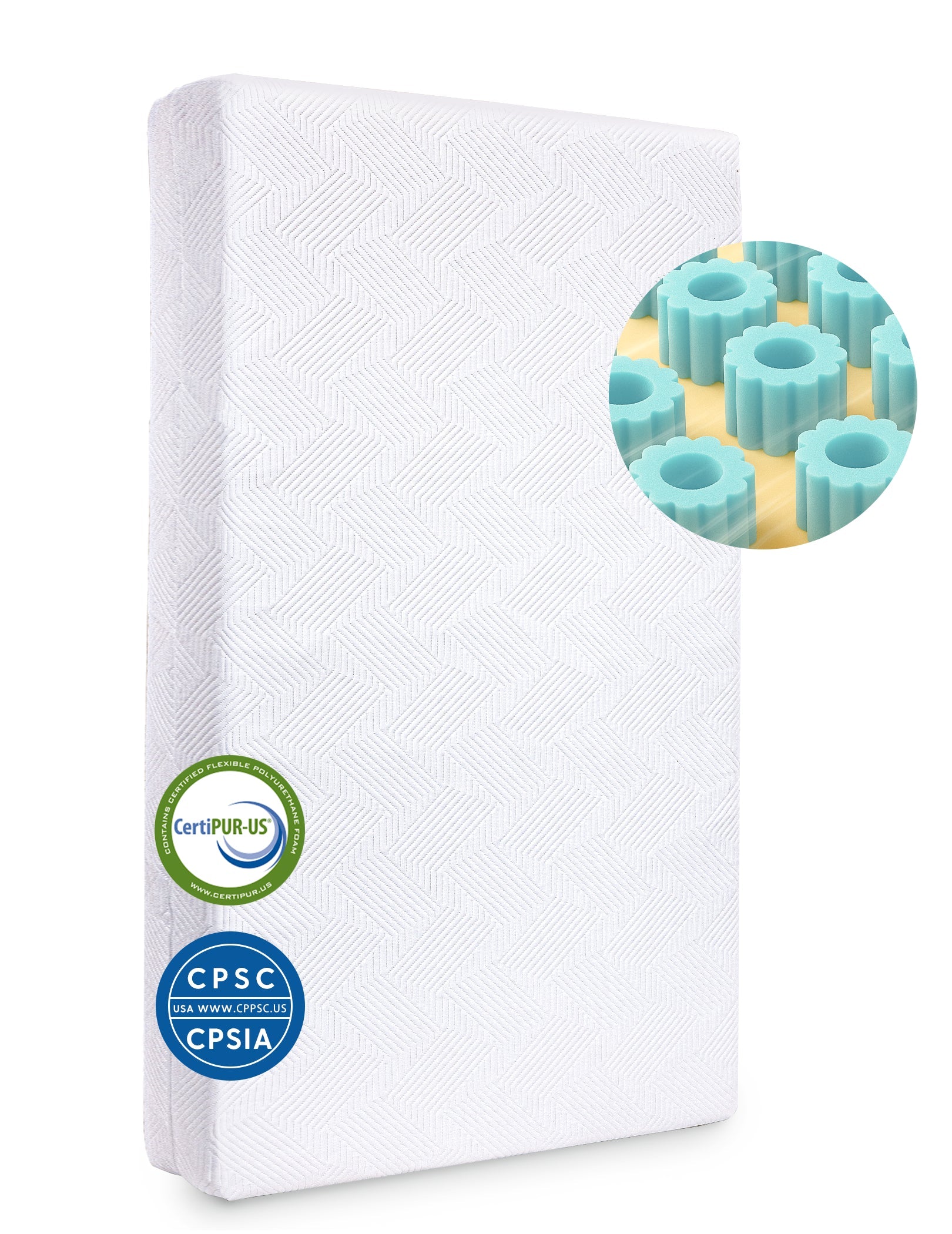 Babelio crib mattress with ergonomic memory foam and safety certifications, nursery bedding