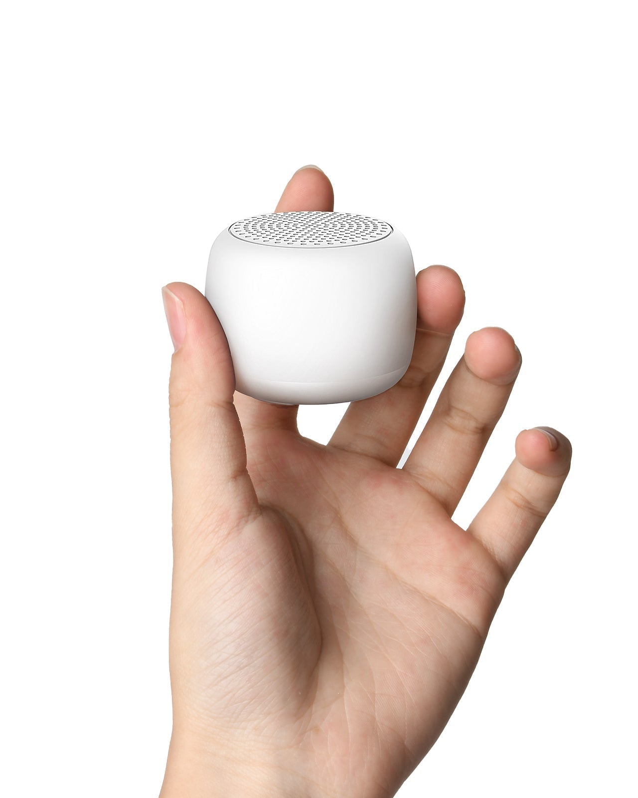 Babelio mini white noise machine held in hand, compact sound device for nursery or bedroom