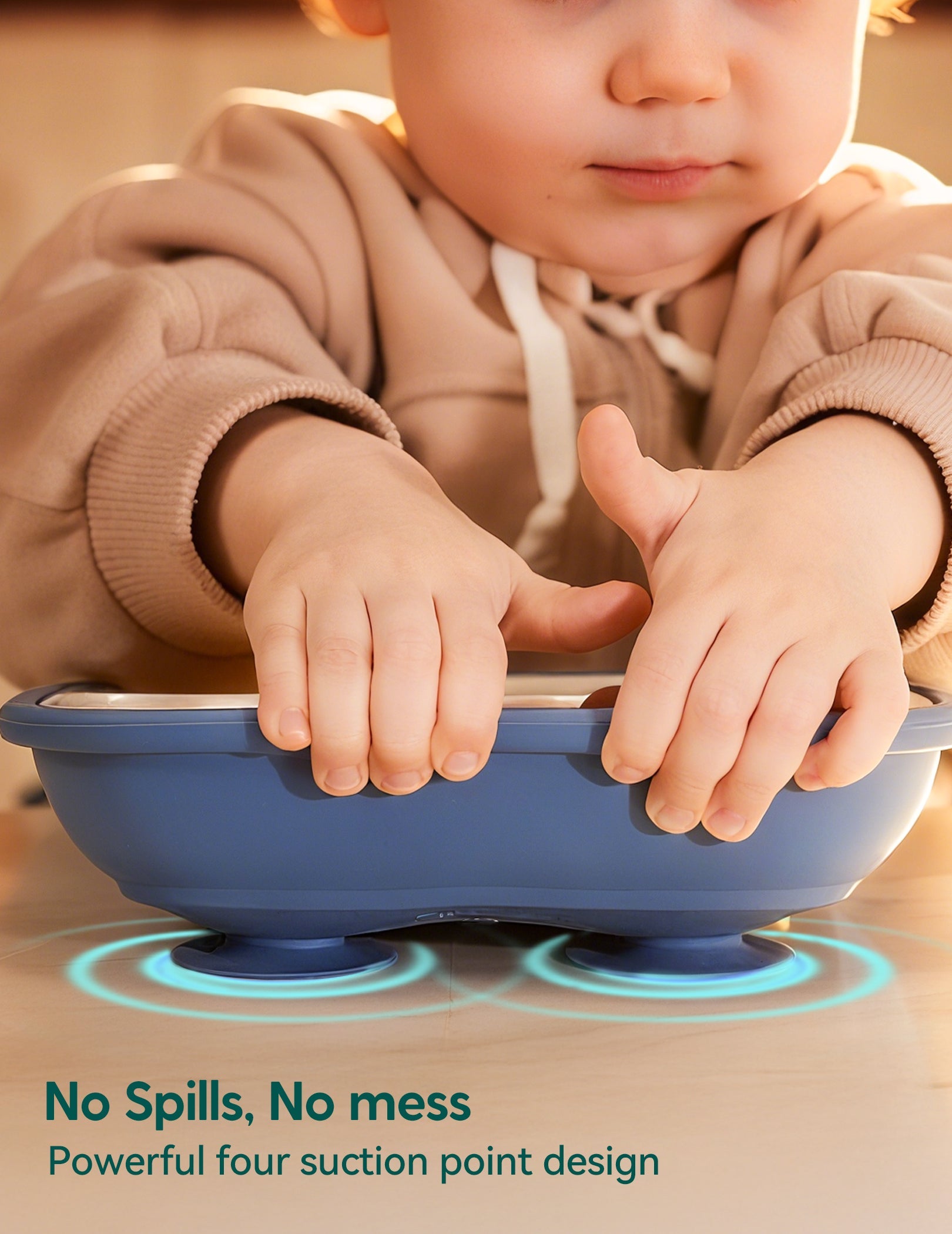 Gallery Porcelain | 8'' Toddler Porcelain Divided Plates with Suction Base - 3 Pack - babeliobaby - Blue/Gray/Grayish Purple - 