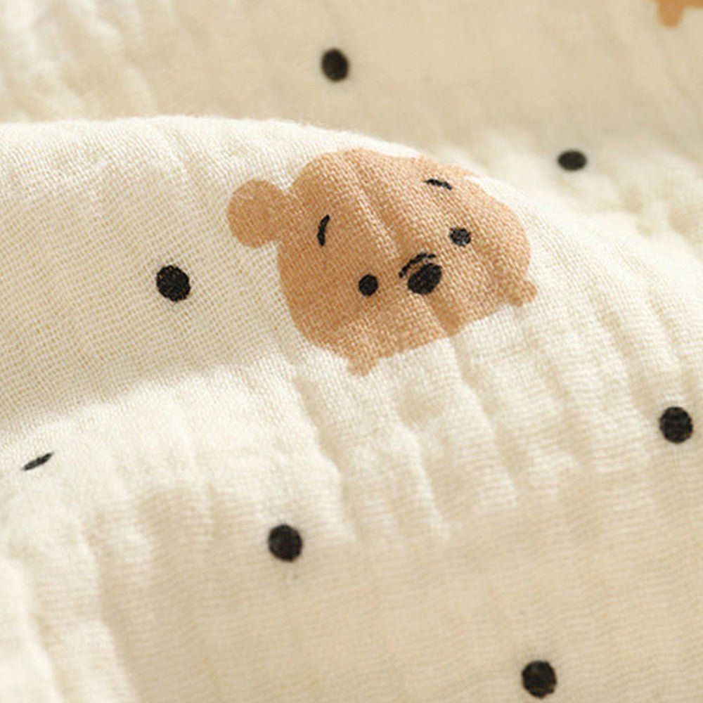 Babelio cotton muslin baby bib with bear and dot print design, soft nursery accessory