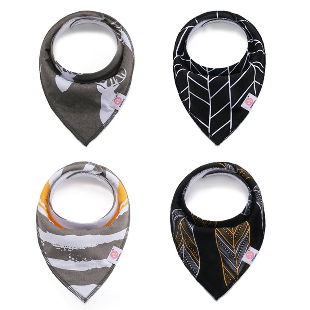 Babelio baby bandana bibs set with modern patterns, stylish baby accessory display