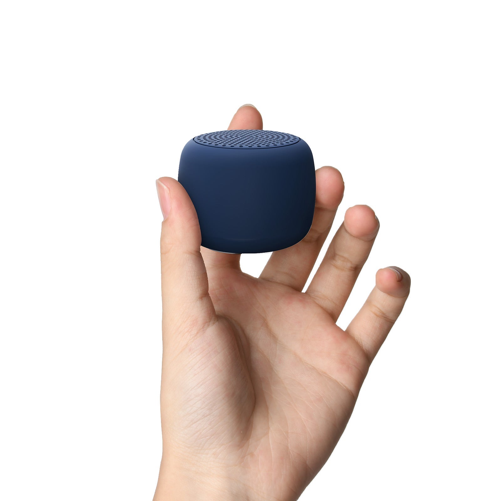 Hand holding a compact Babelio white noise machine, ideal for travel and babies
