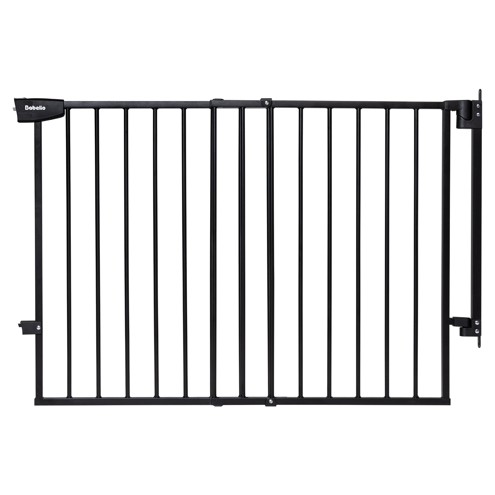 Babelio black metal baby safety gate for stairs and spaces, modern design