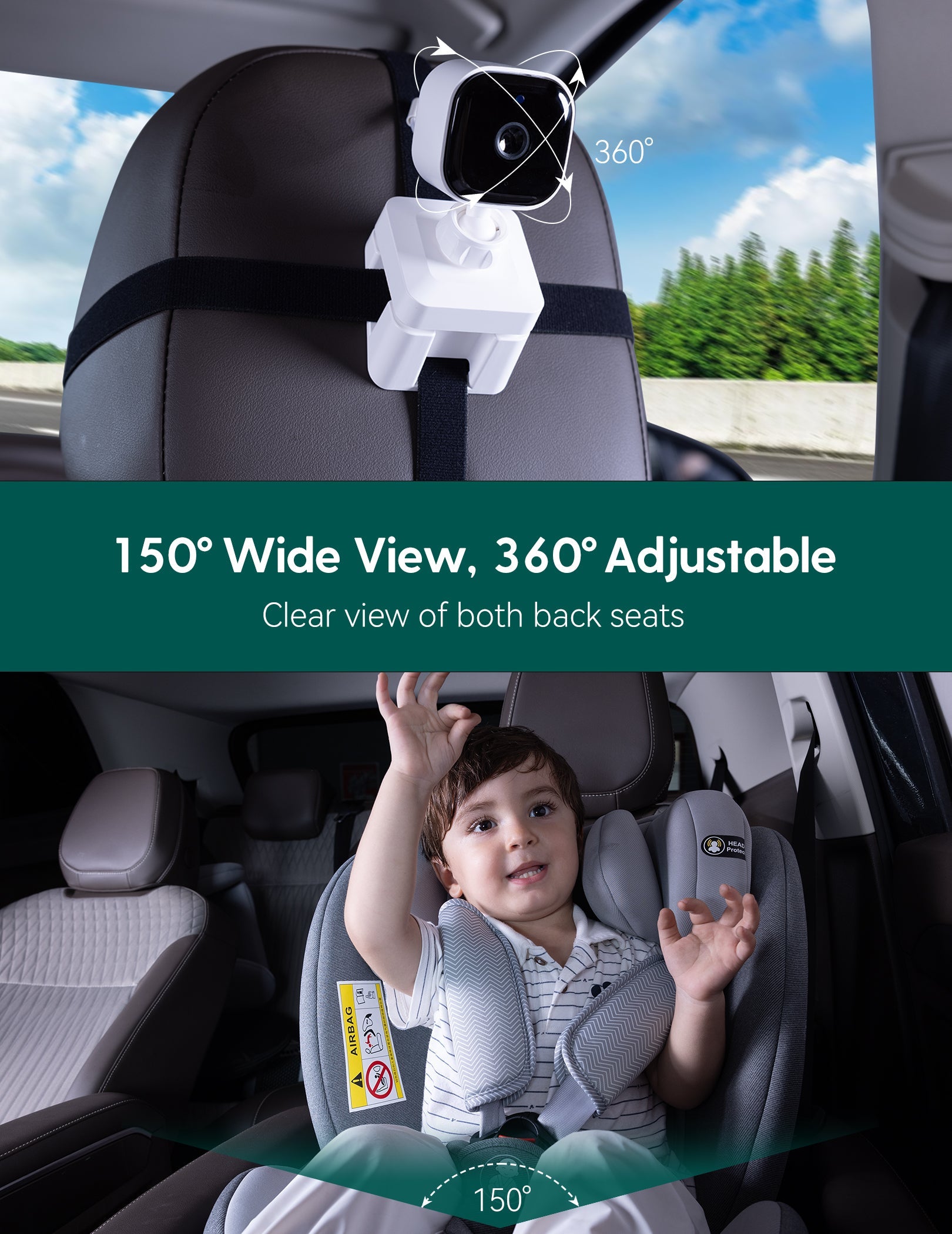 Wireless Baby Car Camera | 2 - in - 1 Baby Monitor with Night Vision, 8H Battery, 5” HD Display - babeliobaby - 