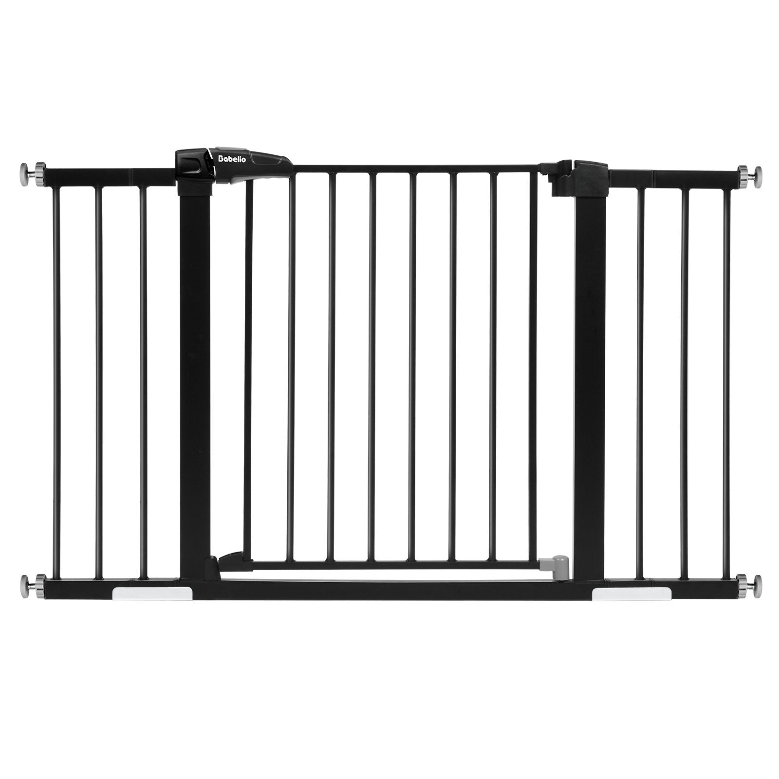 Babelio black metal baby safety gate with easy no-drill installation for modern homes